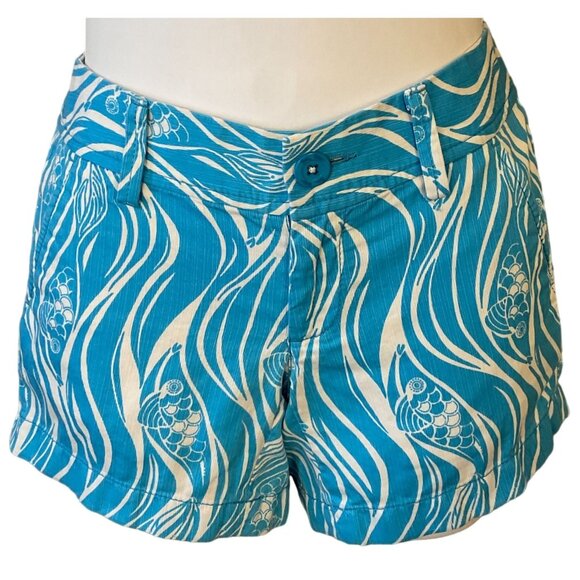 Lilly Pulitzer Classic Callahan Low Rise Short Joe Fish Blue White Size 000 - Picture 1 of 13